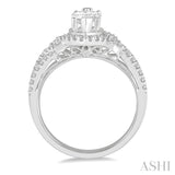 3/4 Ctw Marquise and Round Cut Split Shank Diamond Ladies Engagement Ring with 1/3 Ct Marquise Cut Center Stone in 14K White Gold
