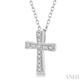 1/20 Ctw Single Cut Diamond Cross Pendant with Chain in Sterling Silver