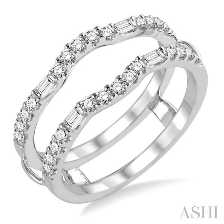 1/2 ctw Baguette and Round Cut Diamond Insert Ring in 14K White Gold