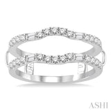 1/2 ctw Baguette and Round Cut Diamond Insert Ring in 14K White Gold