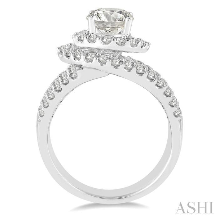 1 3/8 ctw Diamond Semi-mount Engagement Ring in 14K White Gold