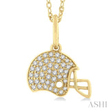 1/5 Ctw Petite Football Helmet Round Cut Diamond Fashion Pendant With Chain in 10K Yellow Gold