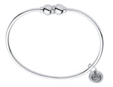 Genuine Sterling Silver Cape Cod Bracelet with Polished Sterling Silver Double Bead