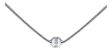 Genuine Sterling Silver Cape Cod Necklace with Sterling Silver Bead and Cubic Zirconia