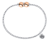 Genuine Sterling Silver Cape Cod Twist Bracelet with Polished 14k Rose Gold Double Bead