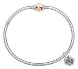 Genuine Sterling Silver Cape Cod Bracelet with Polished 14k Rose Gold and .33ctw Natural Diamond Bead