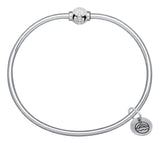 Genuine Sterling Silver Cape Cod Bracelet with Polished Sterling and CZ Bead