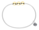 Genuine Sterling Silver Cape Cod Bracelet with Polished 14k Yellow Gold Triple Bead
