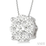2 Ctw Lovebright Round Cut Diamond Pendant in 14K White Gold with Chain