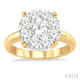 2 Ctw Lovebright Round Cut Diamond Ring in 14K Yellow and White Gold