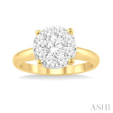 3/4 Ctw Lovebright Round Cut Diamond Ring in 14K Yellow and White Gold