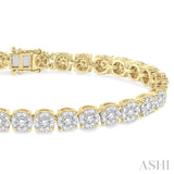 5 Ctw Round Cut Diamond Lovebright Bracelet in 14K Yellow and White Gold