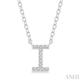 1/20 Ctw Initial 'I' Round Cut Diamond Pendant With Chain in 14K White Gold