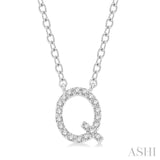 1/20 Ctw Initial 'Q' Round Cut Diamond Pendant With Chain in 14K White Gold