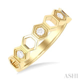 1/6 ctw Hexagon Shape Round Cut Diamond Fashion Ring in 14K Yellow Gold