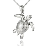 Life@Sea Genuine Sterling Silver Sandblasted Sea Turtle Pendant Necklace