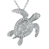 Life@Sea Genuine Sterling Silver & Cubic Zirconia Pave Sea Turtle Pendant Necklace