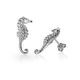 Life@Sea Genuine Sterling Silver Seahorse Stud Earrings with Cubic Zirconia Accent