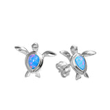 Life@Sea Genuine Sterling Silver & Synthetic Opal Sea Turtle Stud Earrings