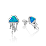 Life@Sea Genuine Sterling Silver & Larimar/Abalone/Synthetic Opal Jellyfish Stud Earrings