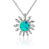 Life@Sea Genuine Sterling Silver & Synthetic Opal Sun Pendant Necklace