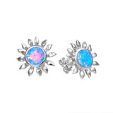 Life@Sea Genuine Sterling Silver & Synthetic Opal Sun Stud Earrings