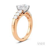 1 Ctw Princess Shape Emerald and Round Cut Diamond Semi-Mount Engagement Ring in 14K Rose and White Gold