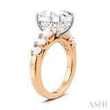 1 1/4 Ctw Oval Shape Oval and Round Cut Diamond Semi-Mount Engagement Ring in 14K Rose and White Gold