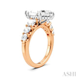 1 1/5 Ctw Marquise Shape Round Cut Diamond Semi-Mount Engagement Ring in 14K Rose and White Gold