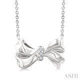 1/50 Ctw Round Cut Diamond Bow Fashion Pendant With Chain in Sterling Silver
