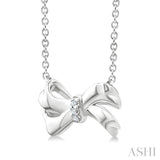 1/50 Ctw Round Cut Diamond Bow Fashion Pendant With Chain in Sterling Silver