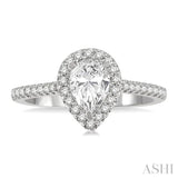 3/8 Ctw Diamond Ladies Engagement Ring with 1/4 Ct Pear Cut Center Stone in 14K White Gold