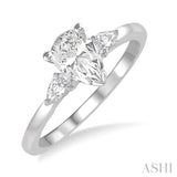 1/5 Ctw Pear Cut Diamond Semi-Mount Engagement Ring in 14K White Gold