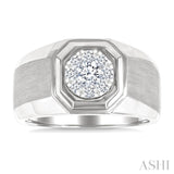 1/2 Ctw Octagonal Shape Lovebright Round Cut Diamond Men's Ring in 10K White Gold