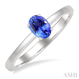 6x4 MM Oval Shape Tanzanite Precious Solitaire Ring in 14K White Gold