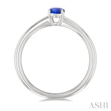6x4 MM Oval Shape Tanzanite Precious Solitaire Ring in 14K White Gold
