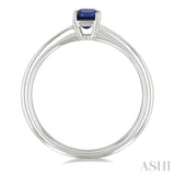 6x4 MM Octagon Shape Sapphire Precious Solitaire Ring in 14K White Gold