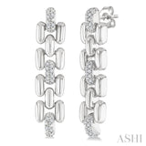 1/10 Ctw Bold Panther Link Round Cut Diamond Fashion Earrings in Sterling Silver