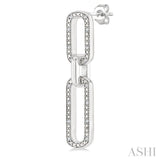 1/10 Ctw Bold Single Cut Diamond Paperclip Earrings in Sterling Silver