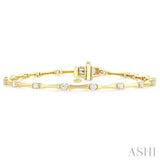 1 Ctw Bamboo Internodes Round Cut Diamond Fashion Bracelet in 14K Yellow Gold