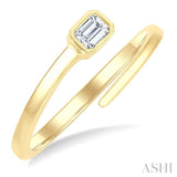 1/6 Ctw Bypass Bezel Set Octagon Cut Diamond Open Fashion Ring in 14K Yellow Gold