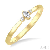 1/10 Ctw Three Stone Marquise and Round Cut Diamond Petite Fashion Ring in 10K Yellow Gold