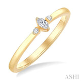 1/10 Ctw Three Stone Marquise and Round Cut Diamond Petite Fashion Ring in 10K Yellow Gold