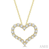 1 Ctw Heart Shape Round Cut Diamond Pendant With Chain in 14K Yellow Gold