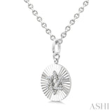 1/10 Ctw Round Fluted Medallion Round Cut Diamond Pirouette Star of David Pendant With Chain in Sterling Silver