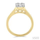 1/2 ctw Baguette and Round Cut Fusion Diamond Engagement Ring in 14K Yellow and White Gold