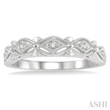 1/20 Ctw Diamond Shape Mount Round Cut Diamond Wedding Band in 14K White Gold