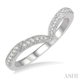 1/6 Ctw V-Shape Center Round Cut Diamond Wedding Band in 14K White Gold