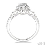 1 Ctw Diamond Engagement Ring with 1/2 Ct Pear cut Center Stone in 14K White Gold