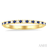 1.35 MM Round Shape Sapphire and 1/10 Ctw Round Cut Diamond Petite Precious Stack Band in 10K Yellow Gold